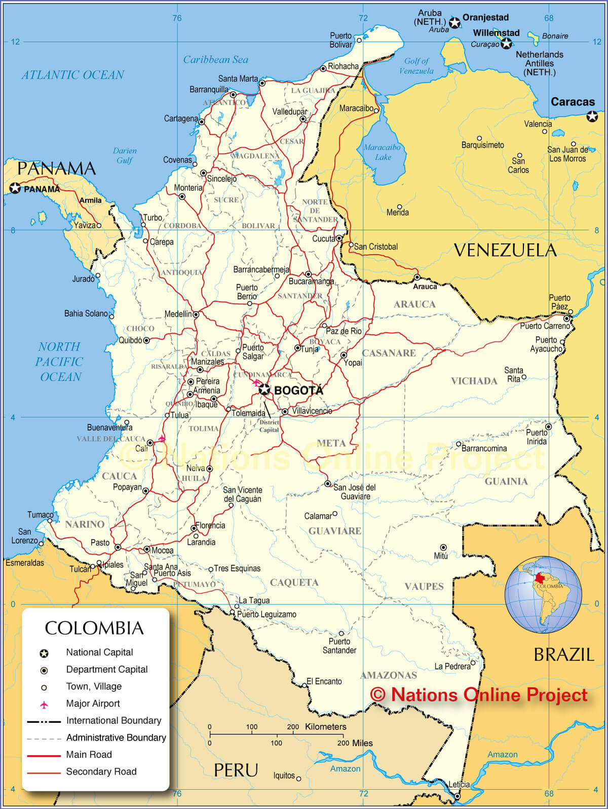 Colombia Map And Colombia Satellite Images