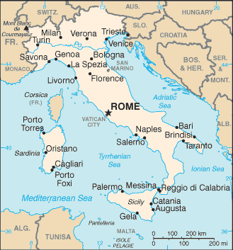 Italy Terrain Map