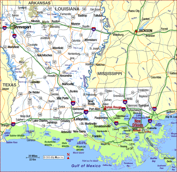 Louisiana Map and Louisiana Satellite Images