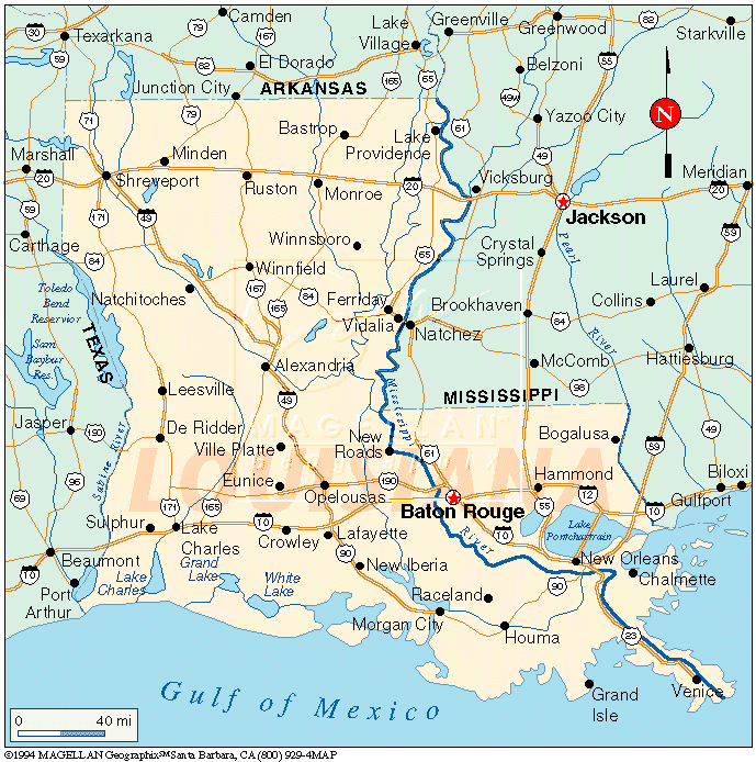 Louisiana Map and Louisiana Satellite Image