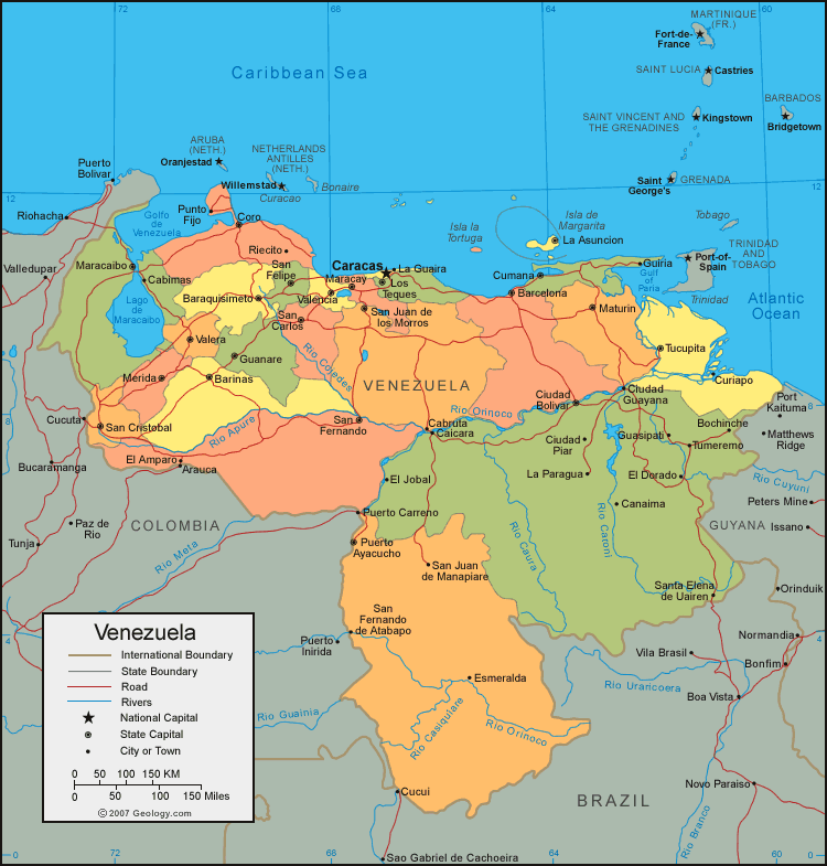 venezuela map and venezuela satellite images