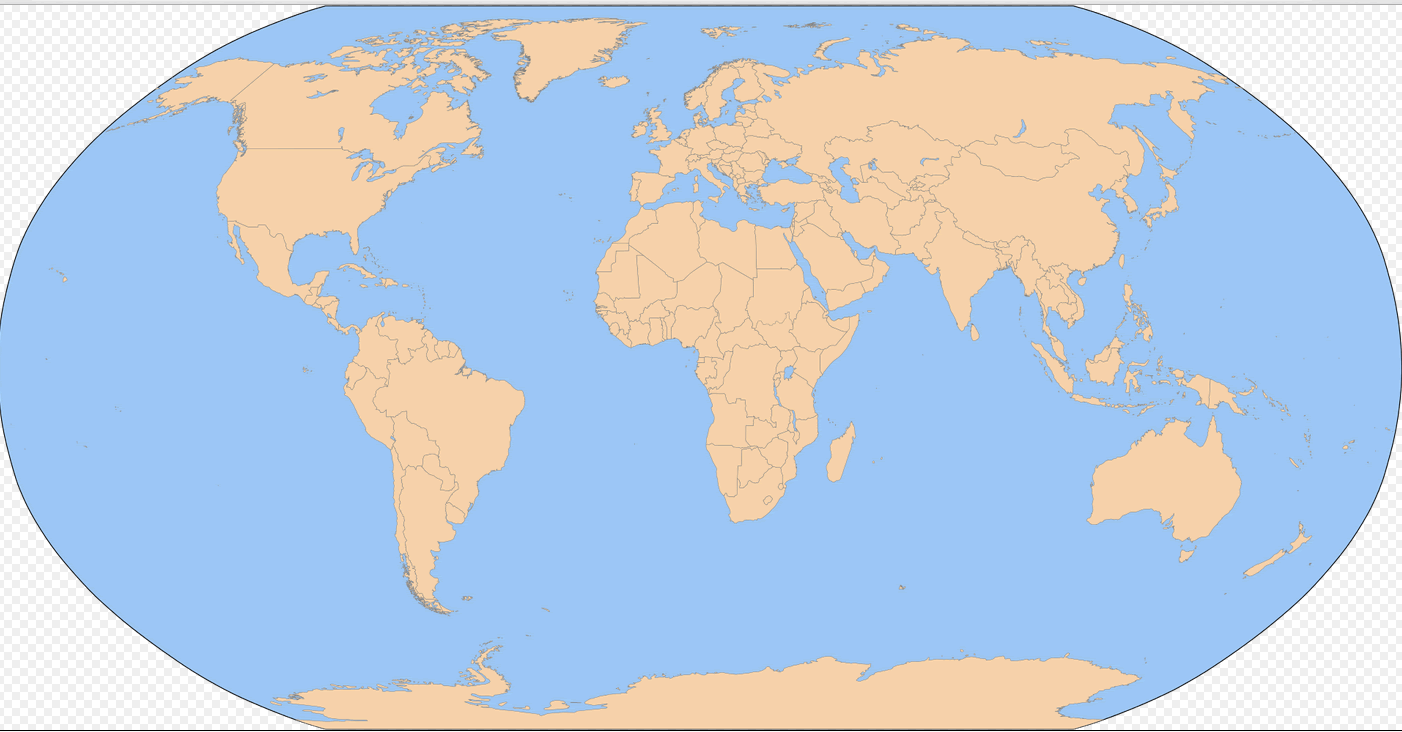 WORLD COLORED BLANK MAP