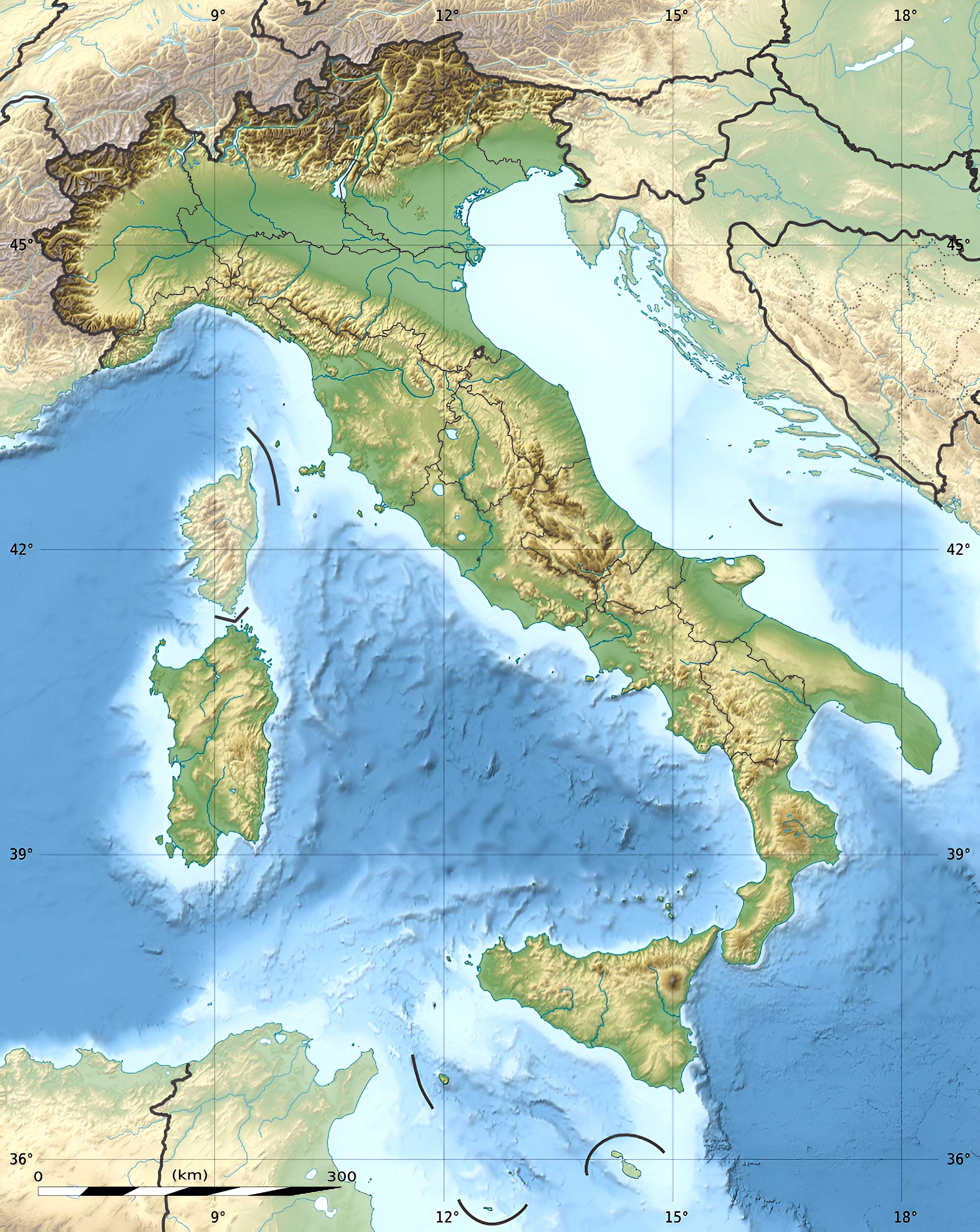 Italy Physical Map