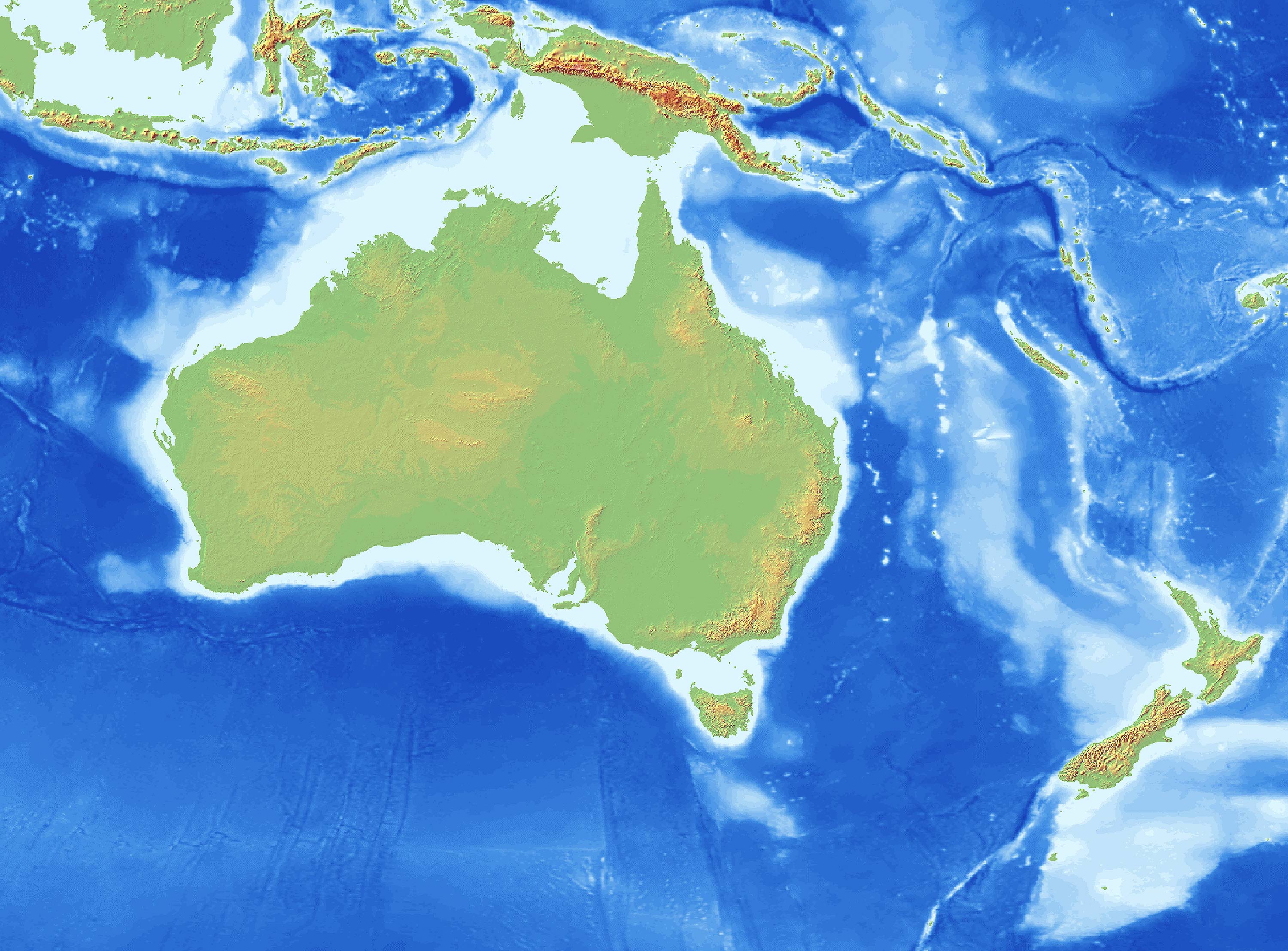 Oceania Physical Map