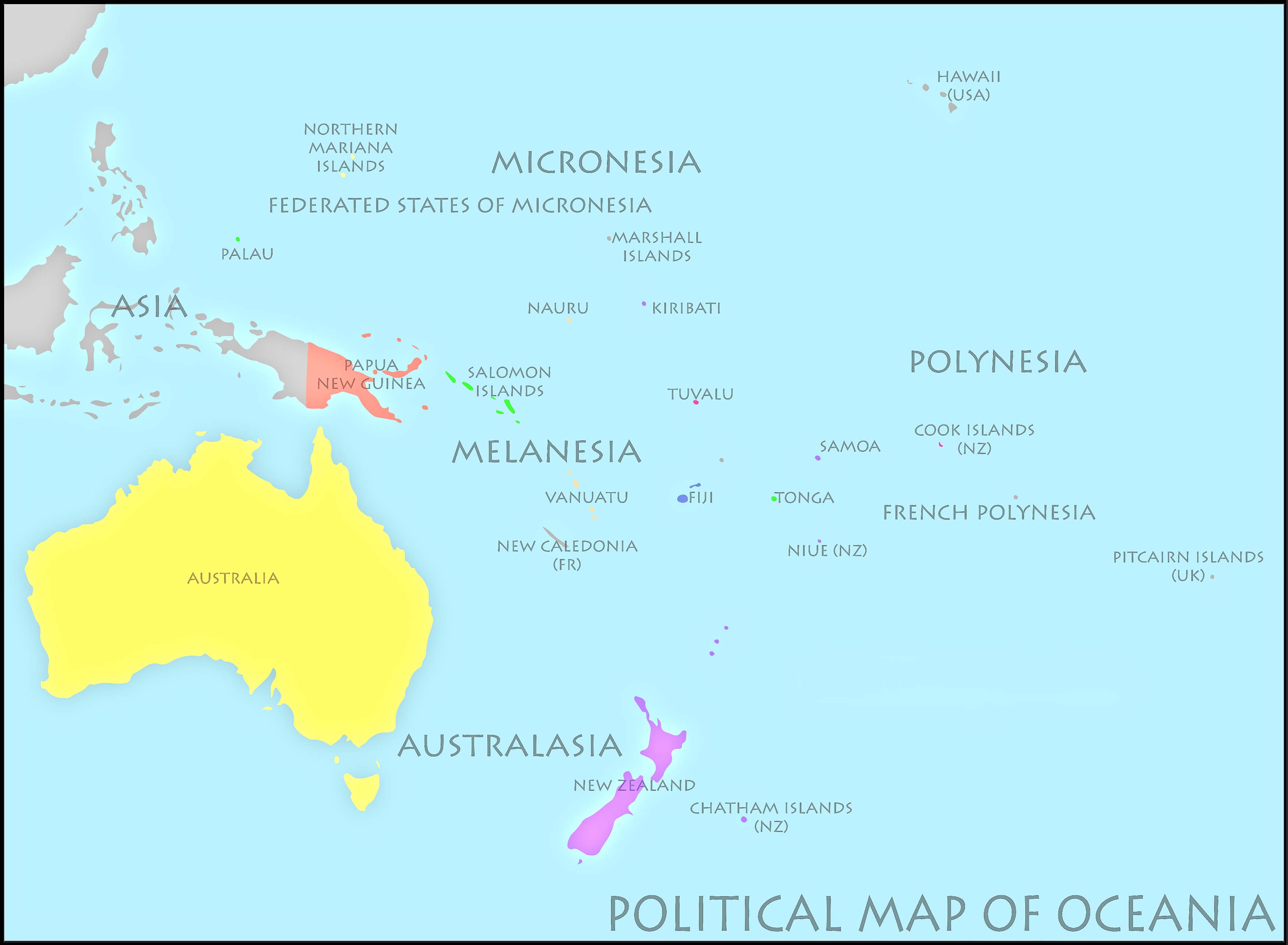 Oceania Political Map