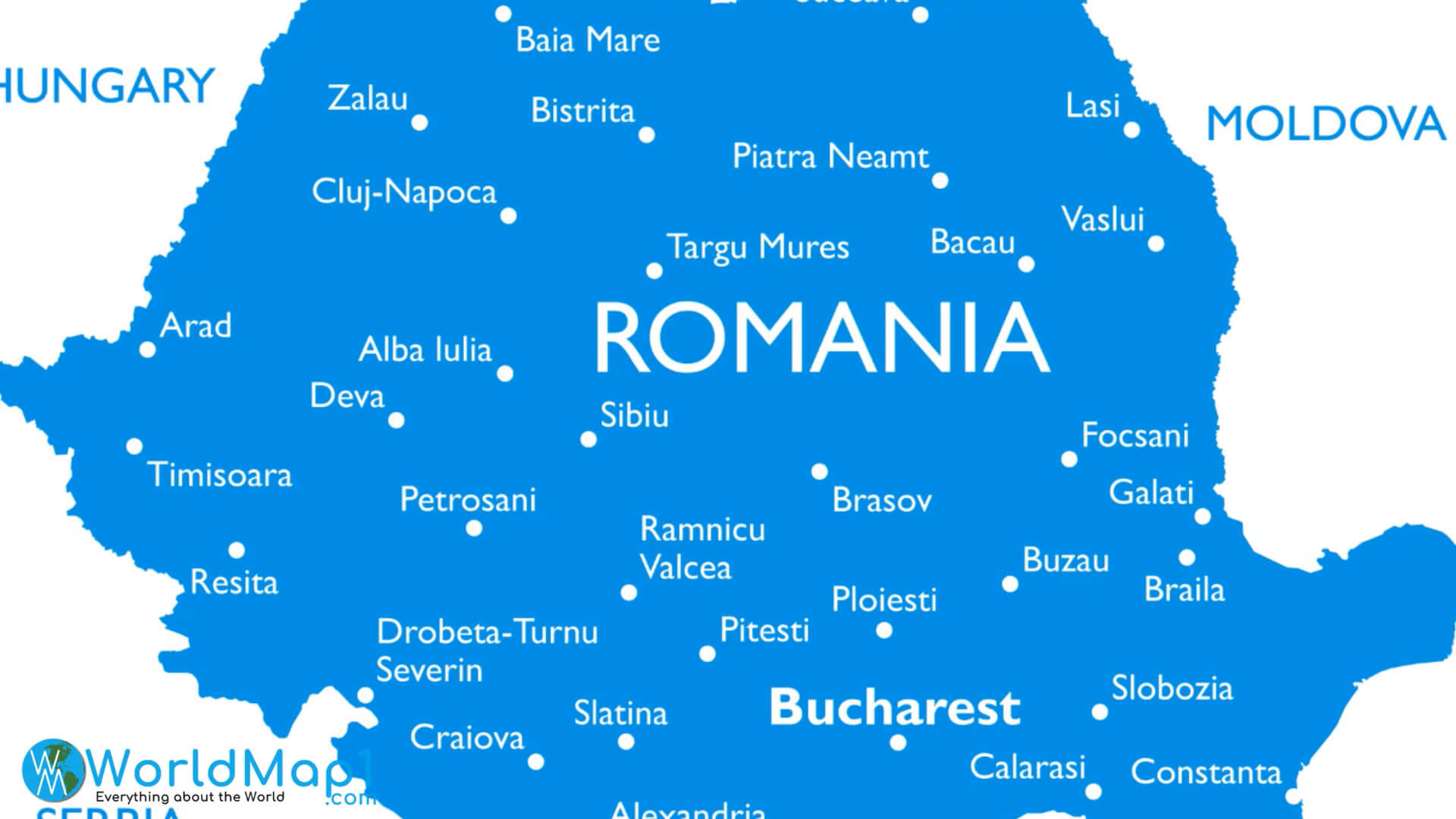 Romania Free Printable Map