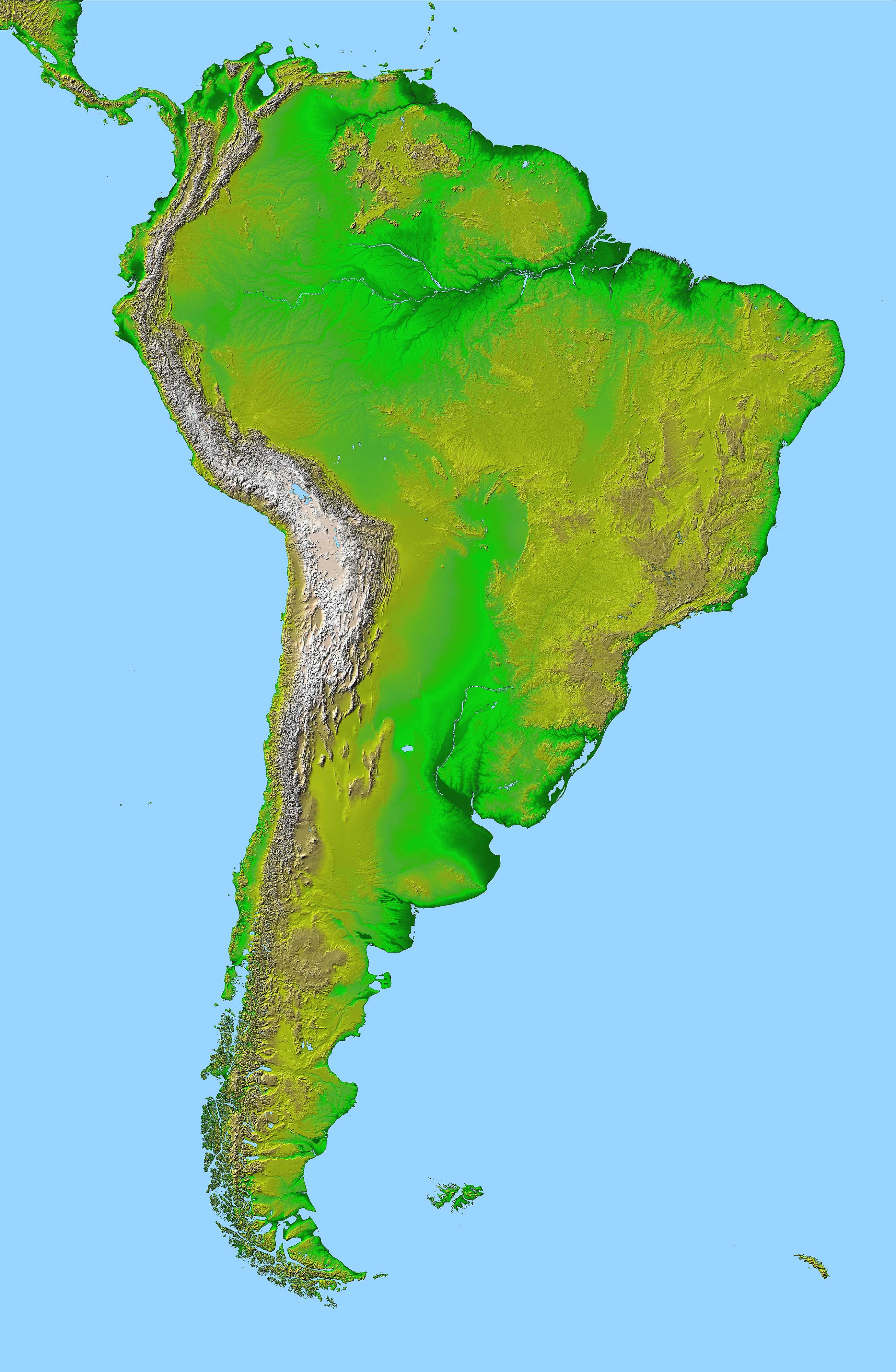 South America Topographic Map