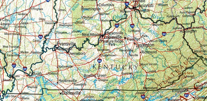 Kentucky Map and Kentucky Satellite Images