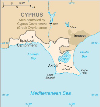 Map of Akrotiri and Dhekelia