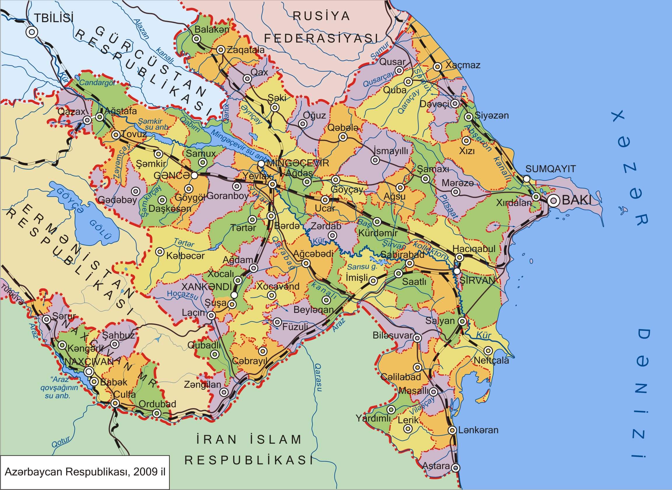 阿塞拜疆行政区划图图片