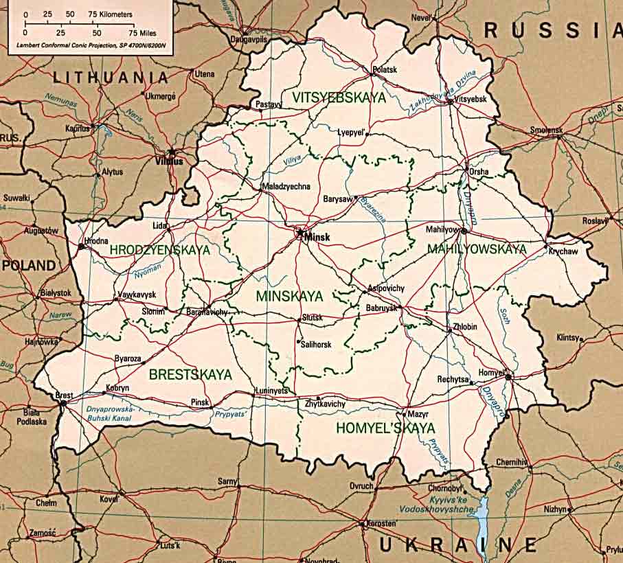 Карта беларуси с городами на русском языке