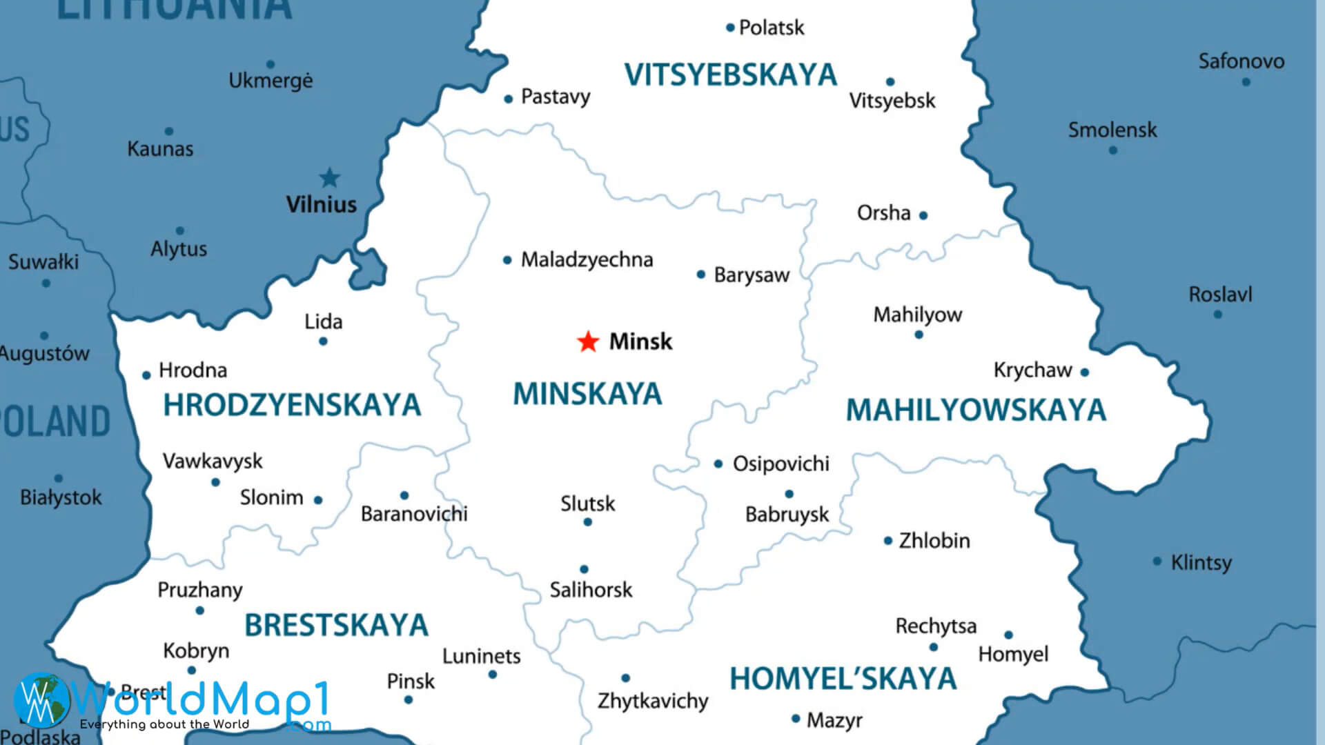 Free Printable Belarus Maps