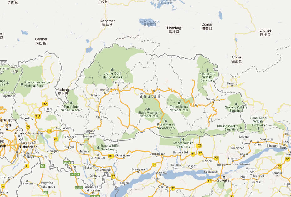 Satellite Map Of Bhutan Bhutan Map And Bhutan Satellite Images