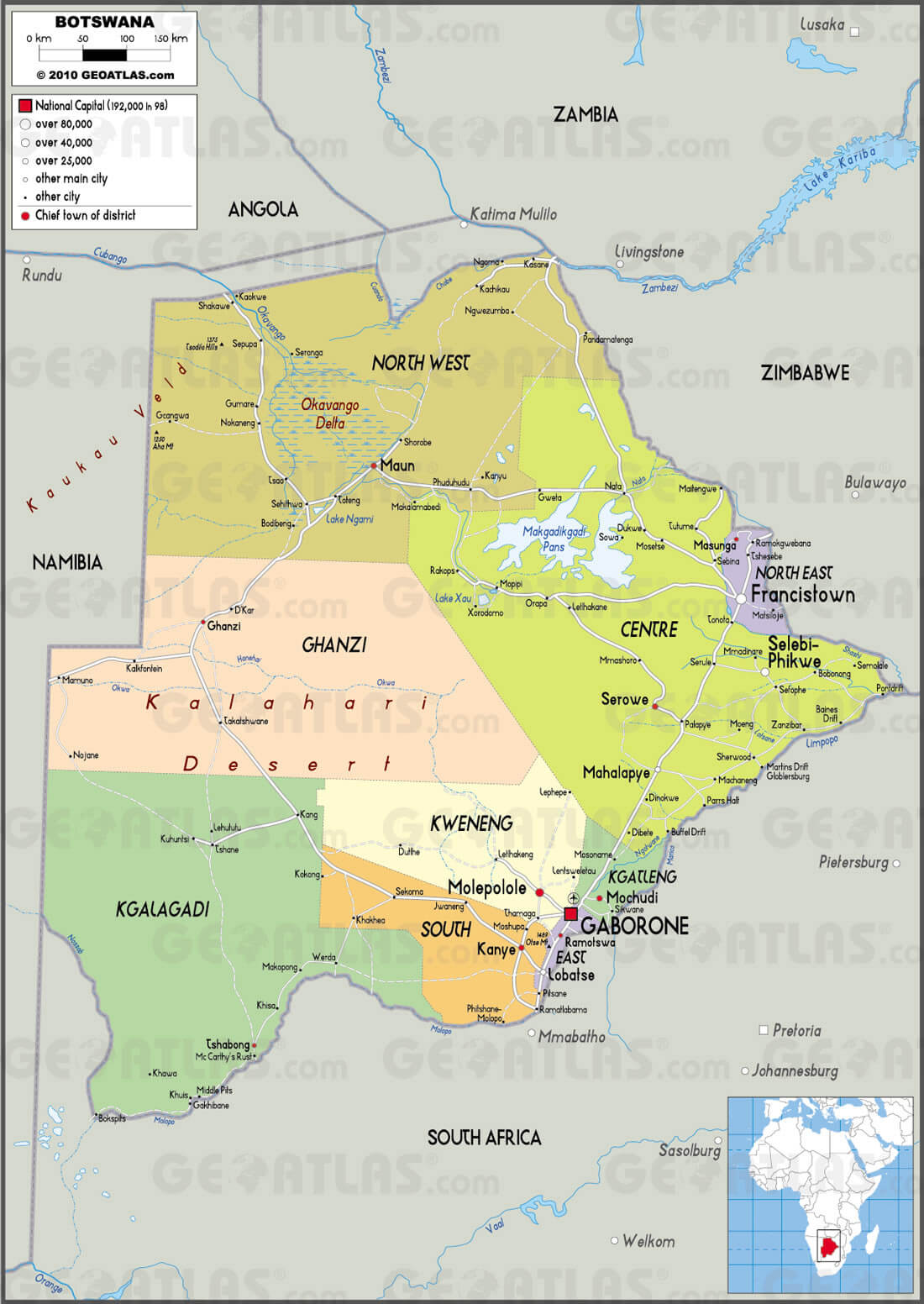 Satellite Map Of Botswana Botswana Map And Botswana Satellite Images