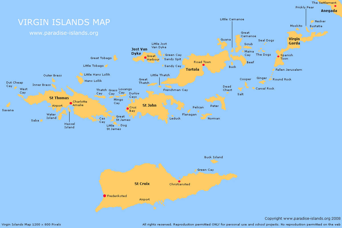 Map Of Bvi And Usvi British Virgin Islands Map And British Virgin Islands Satellite Images