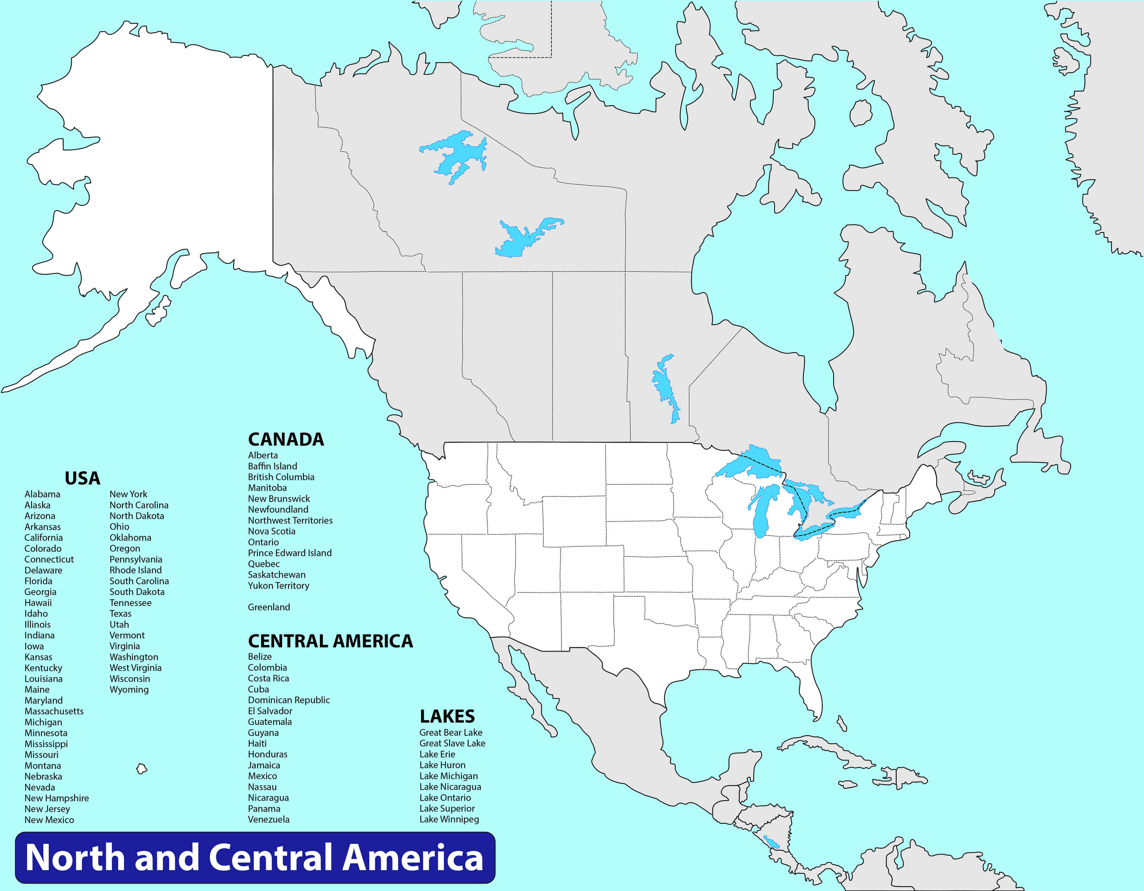 Canada Map with North and Central America