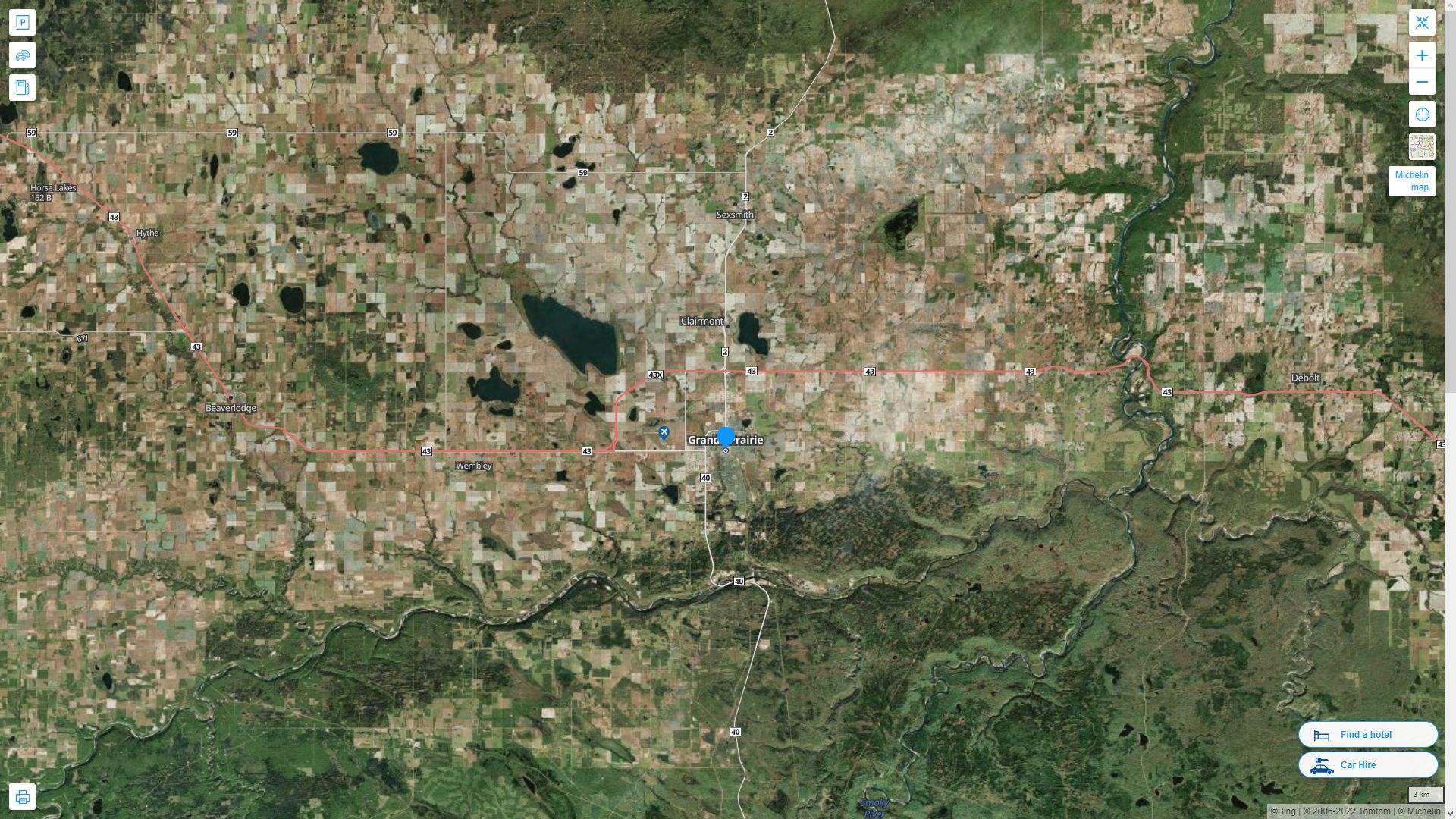 Grande Prairie Map and Grande Prairie Satellite Image