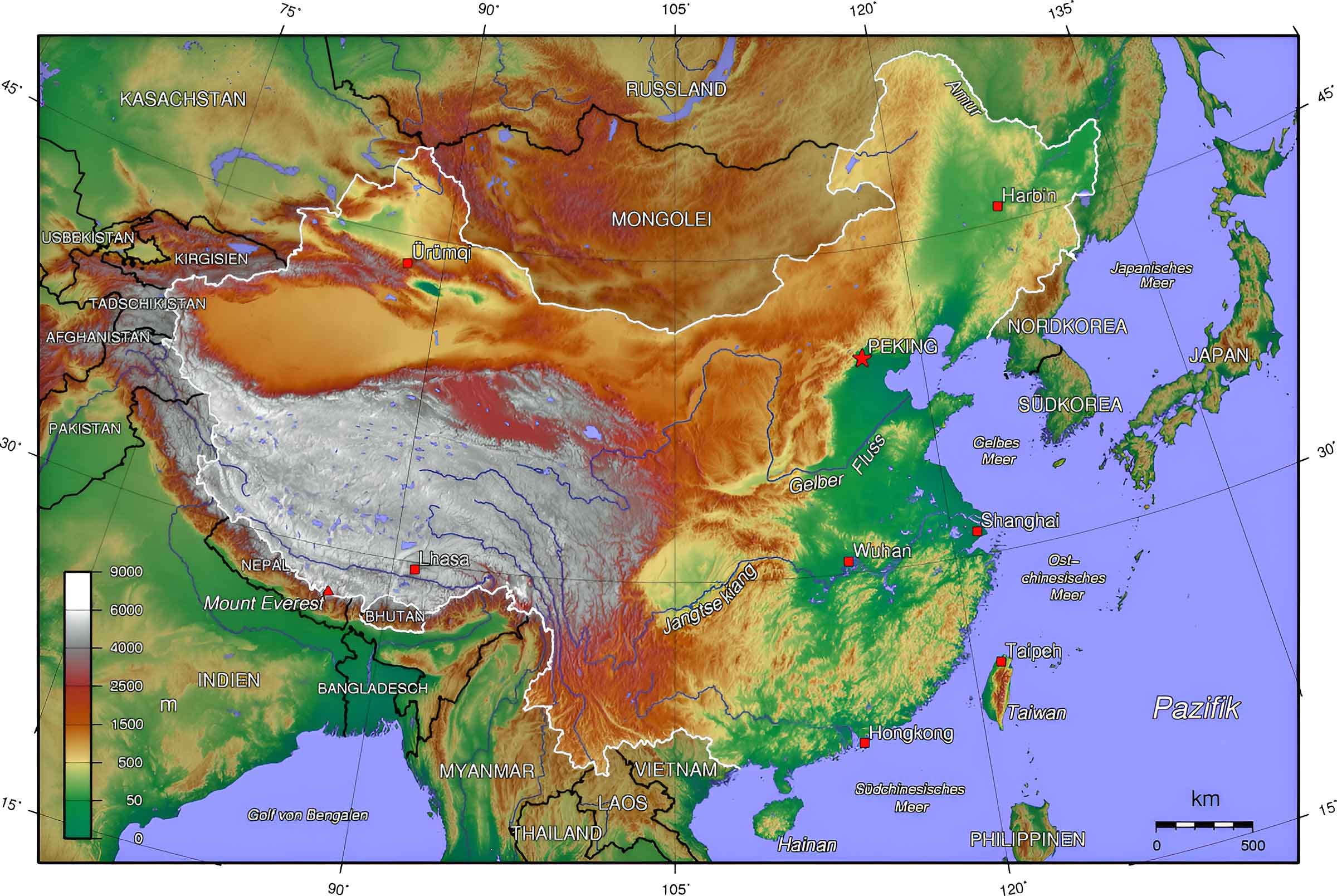 China Topographic Map