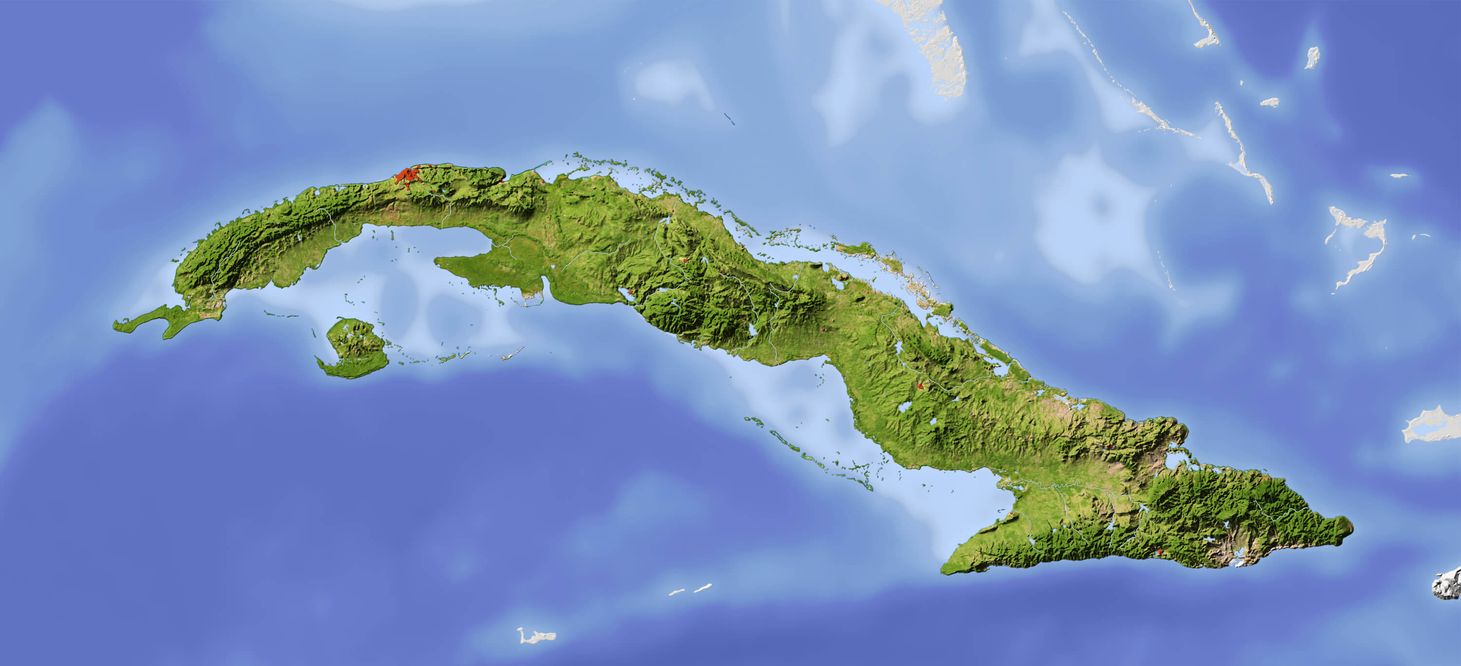 cuba shaded relief map