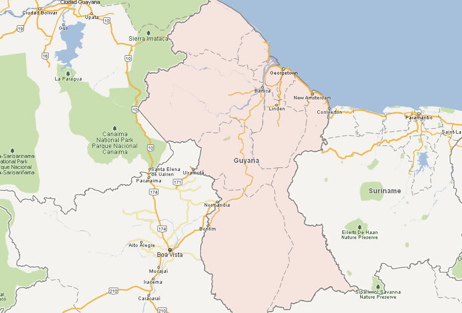 Satellite Map Of Guyana Guyana Map And Guyana Satellite Images