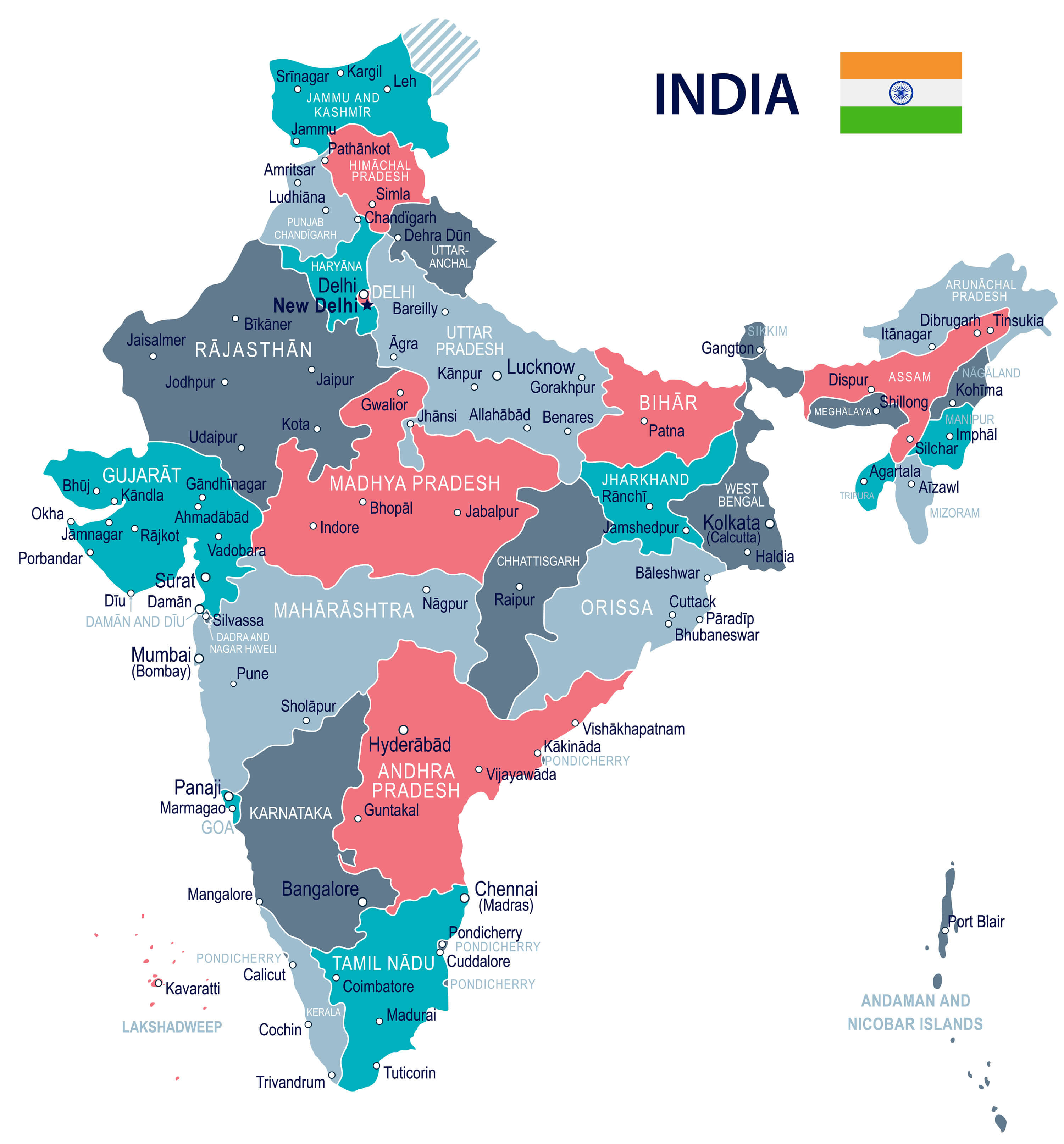 India regions Map