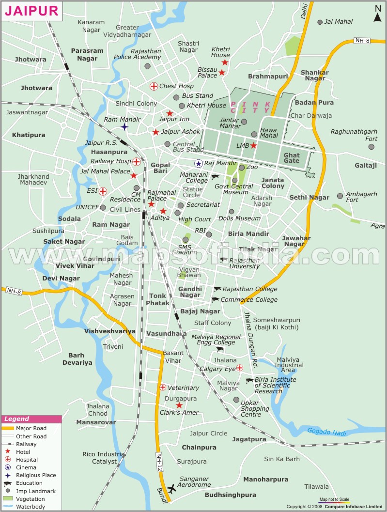 Jaipur Map and Jaipur Satellite Images