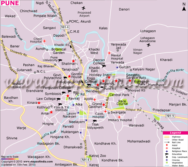 Pune City Road Map Pune Map And Pune Satellite Image