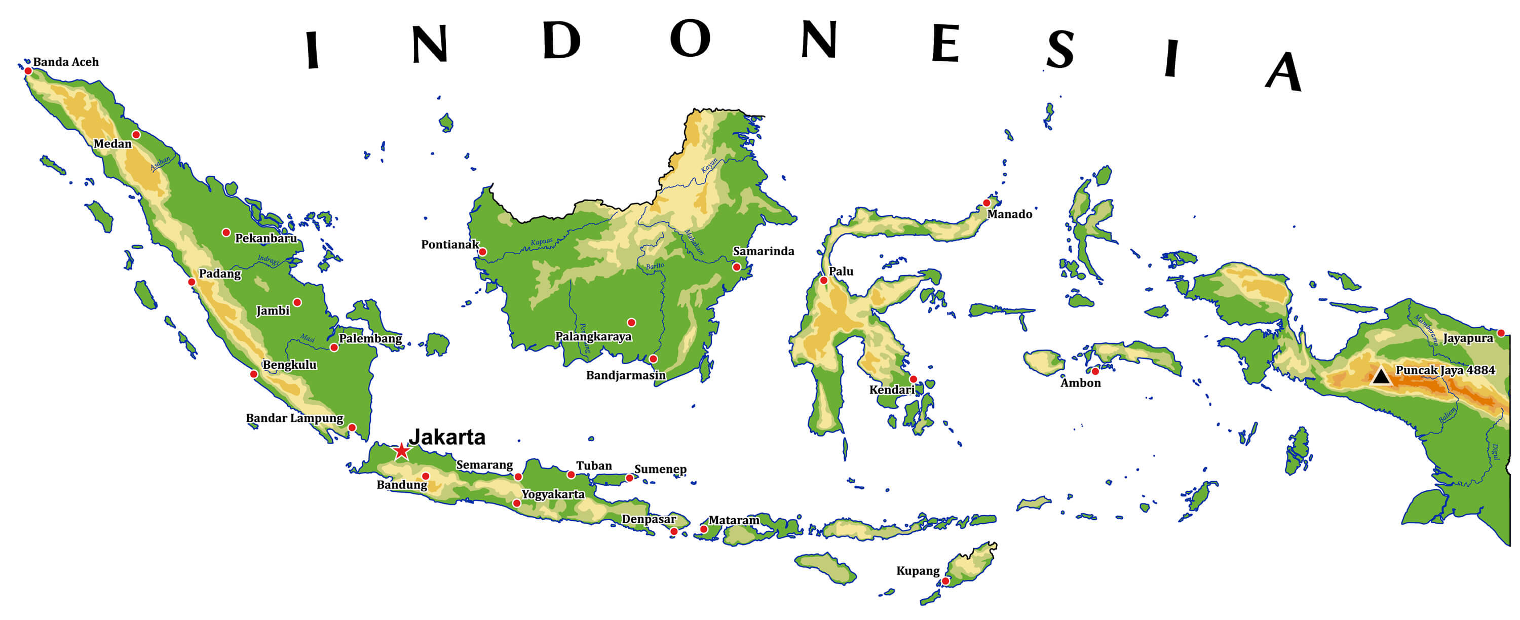 Indonesia physical vector Map