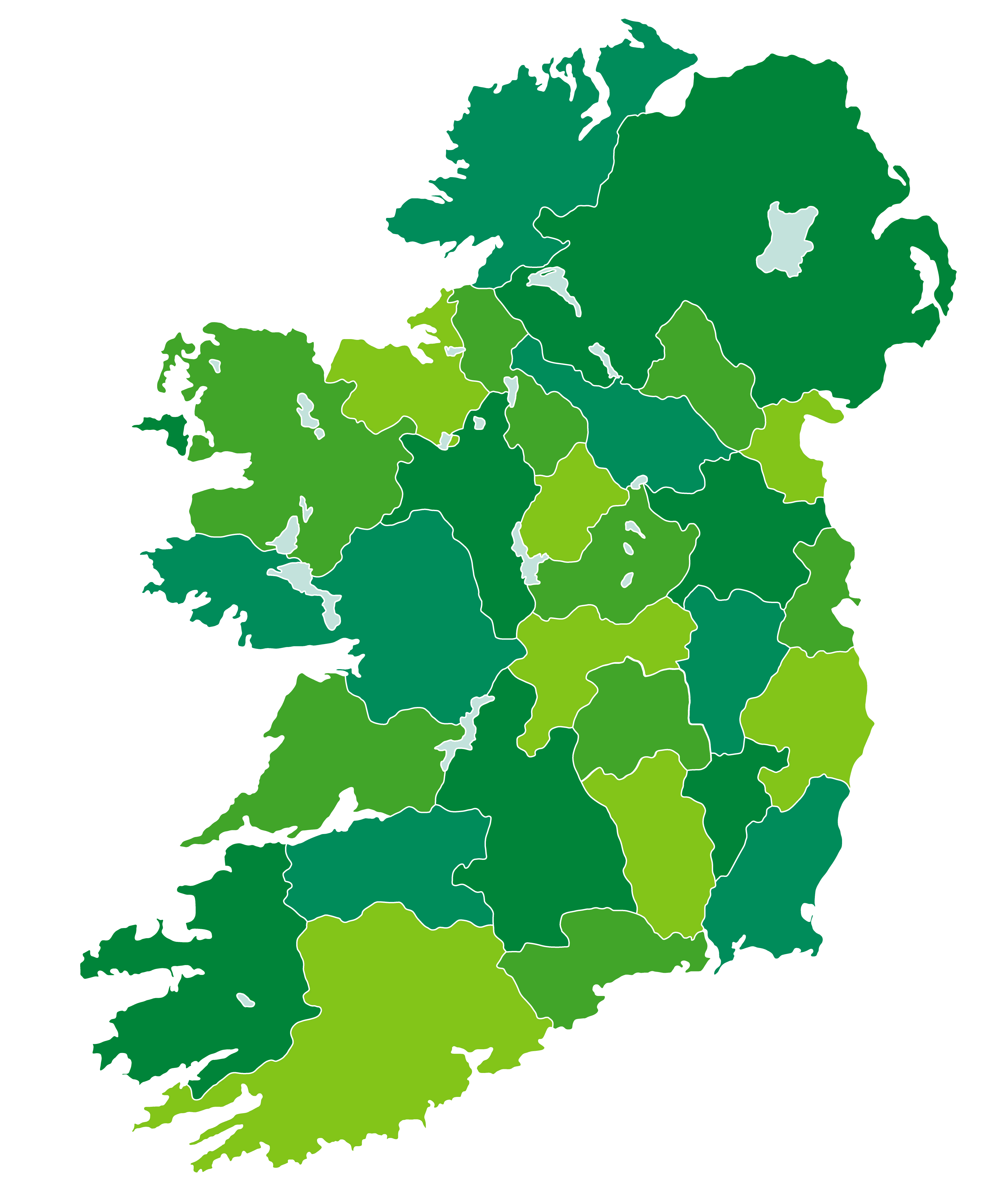 Ireland Regions Blank Map