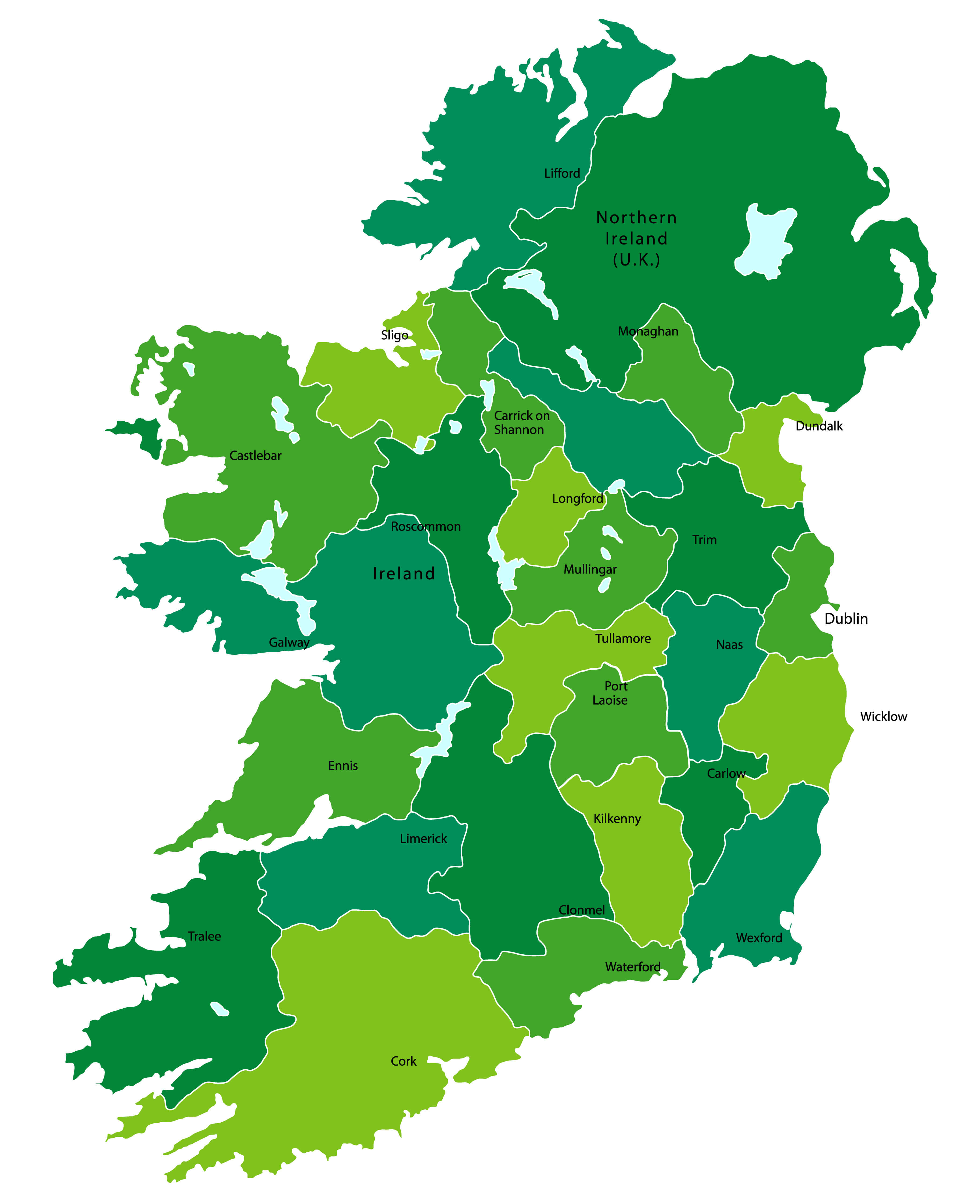 Ireland Regions Map