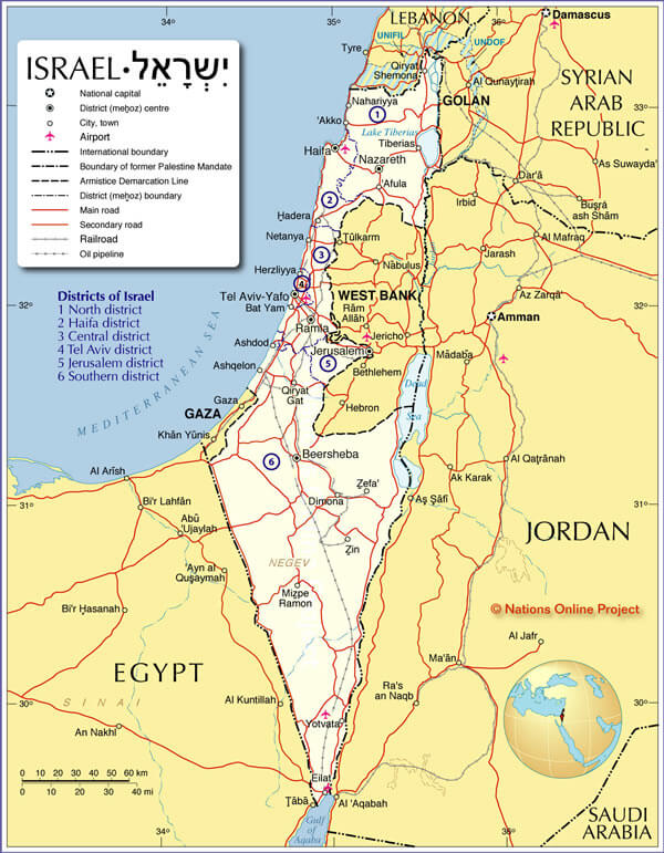 Israel Map and Israel Satellite Image
