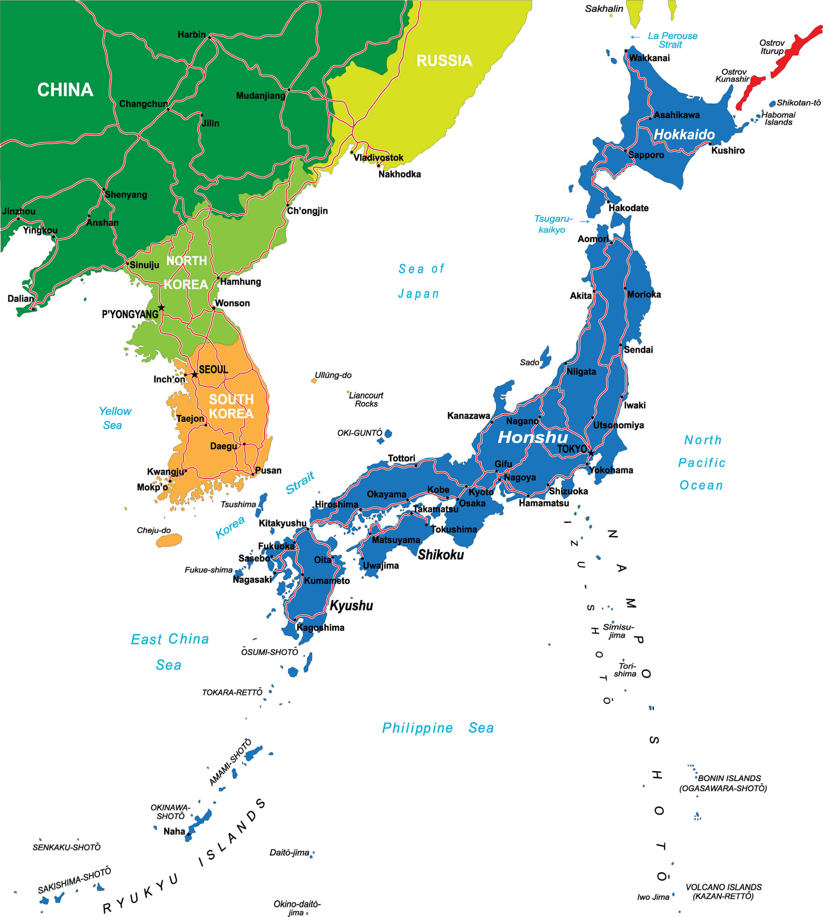 Japan Main Cities Map