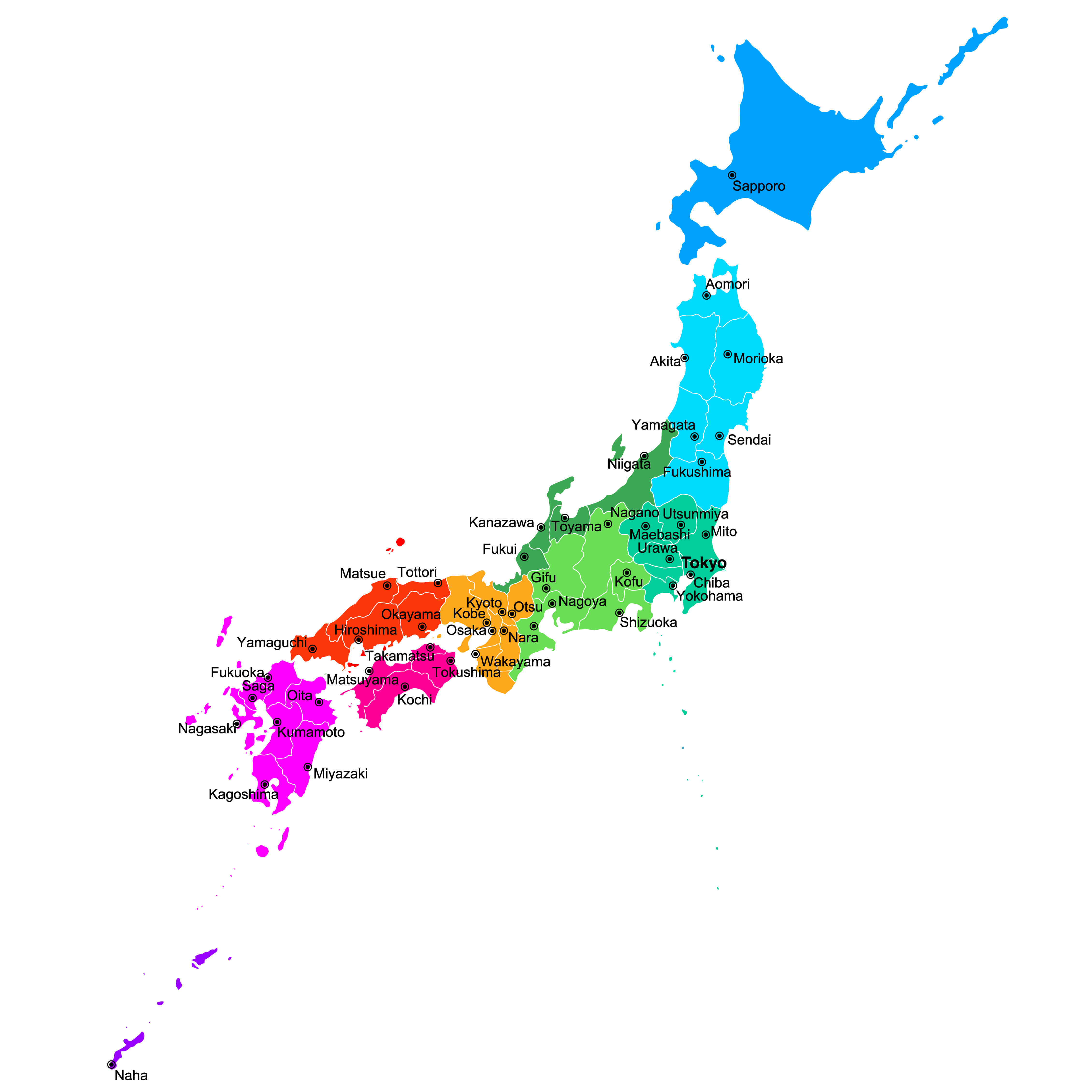 Japan Regions Map