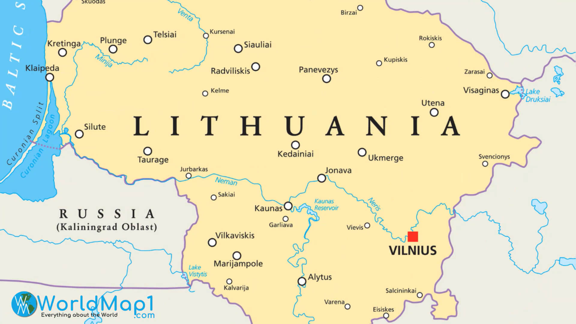 Lithuania Free Printable Map