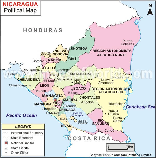 Nicaragua Political Map