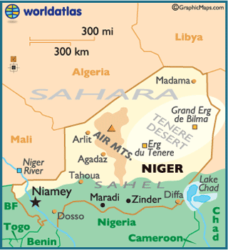 Niger Map and Niger Satellite Image