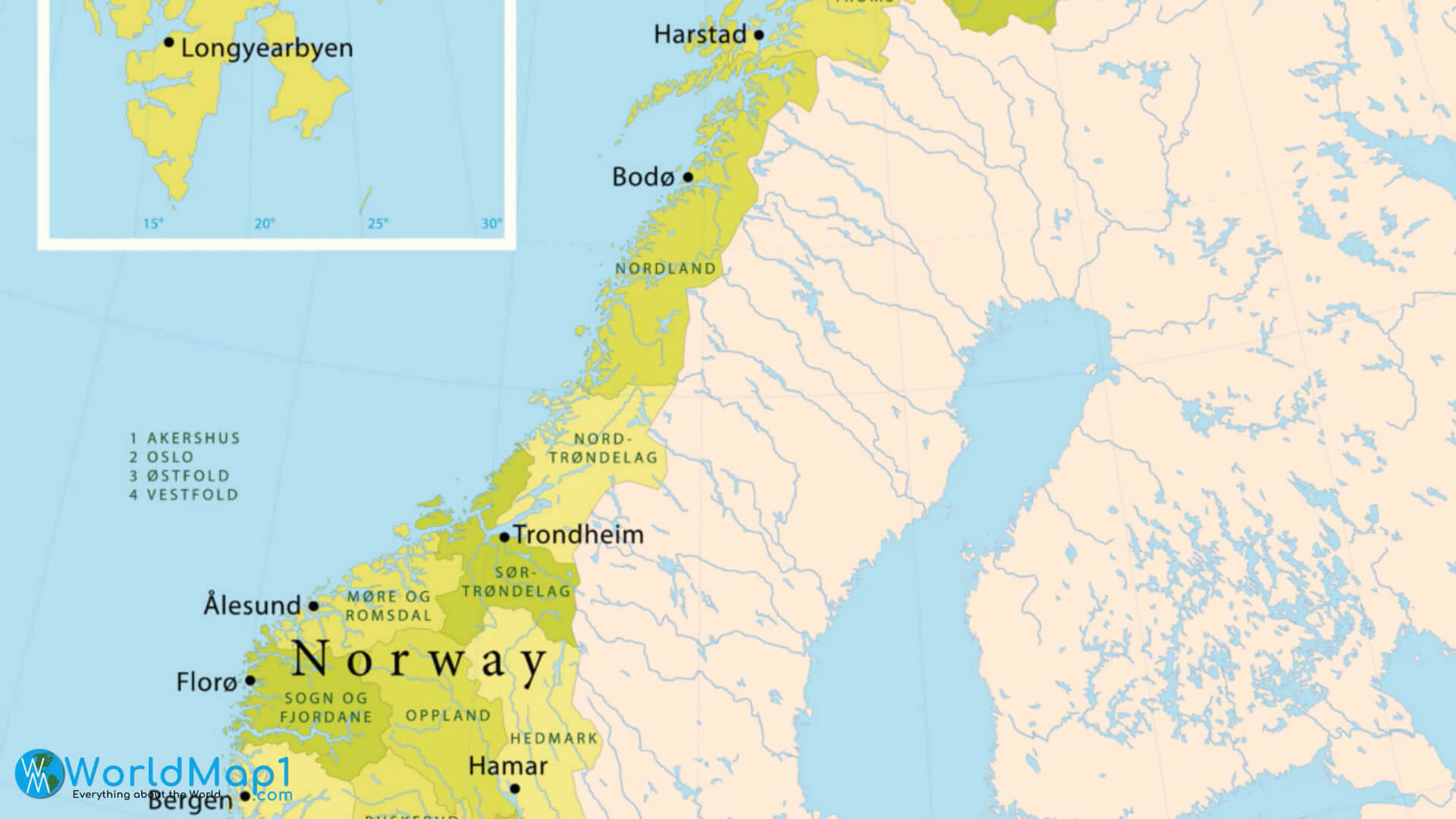 Norway Free Printable Map