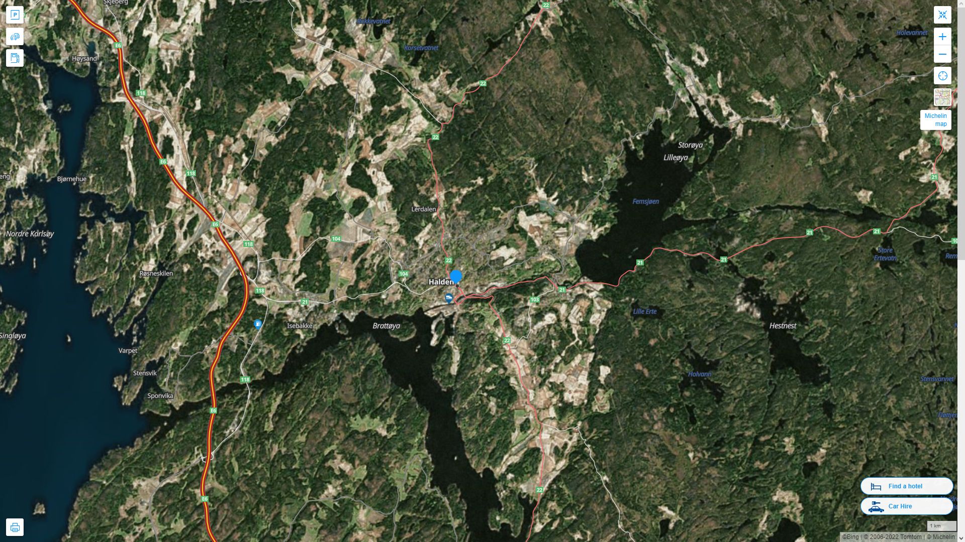 Halden Map and Halden Satellite Image