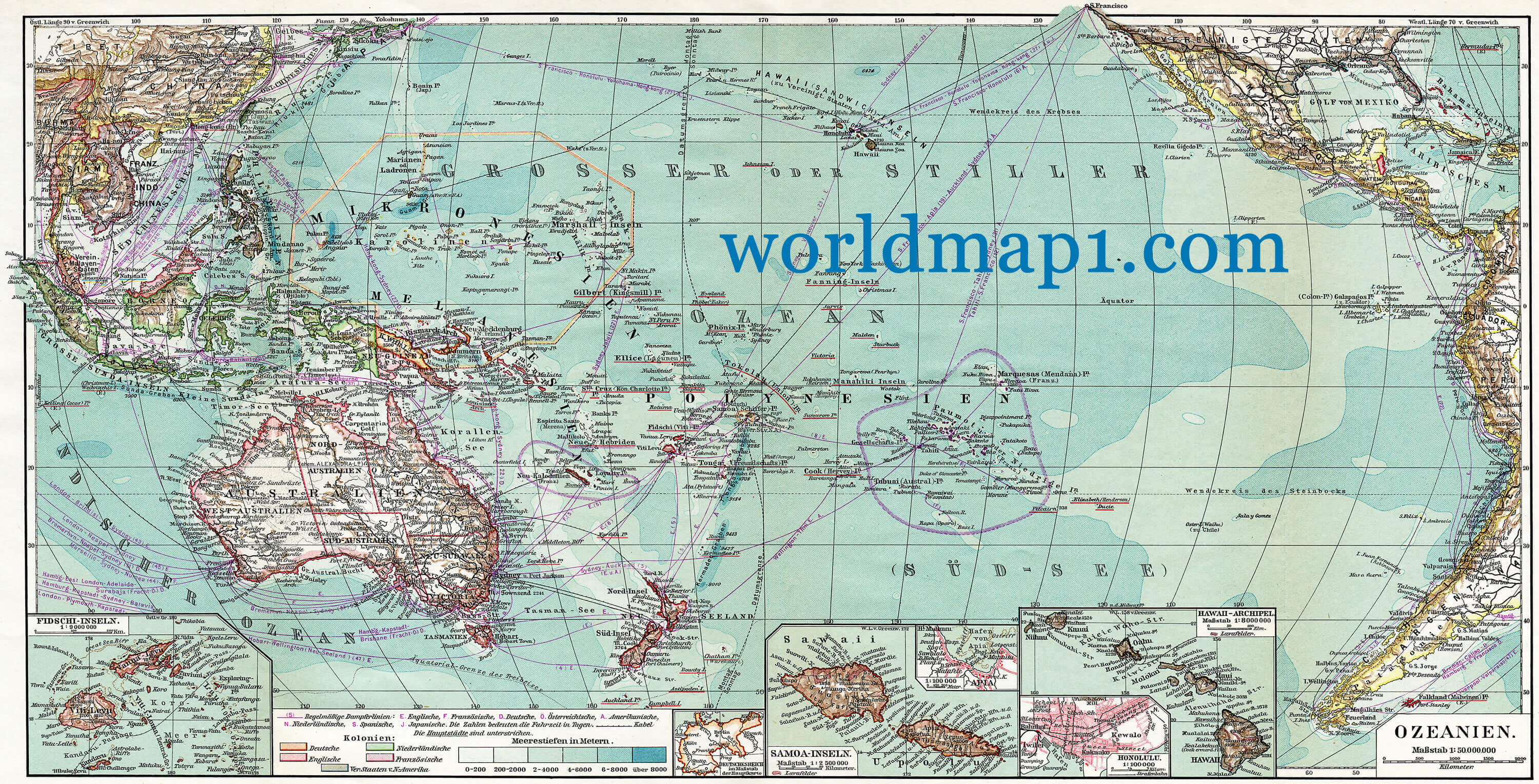 Map of Australia and Oceania