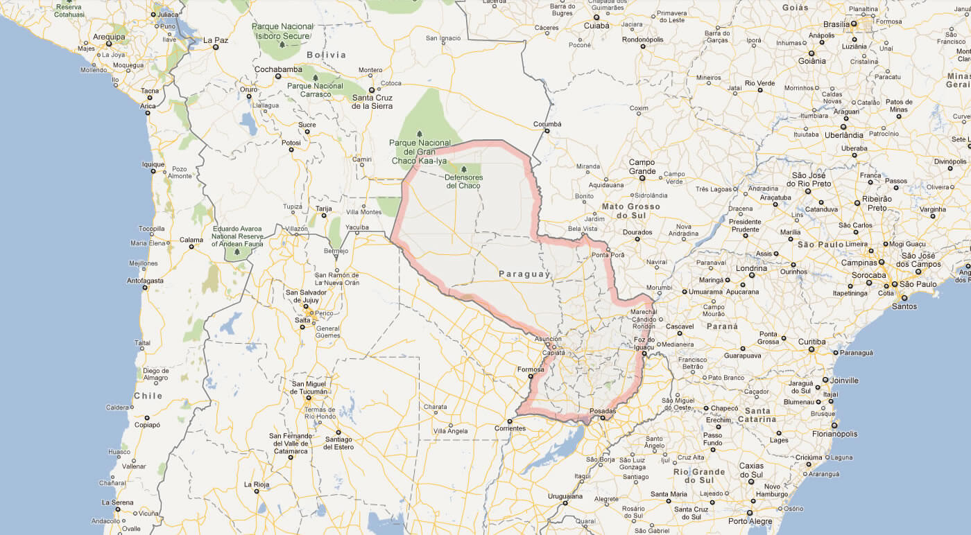 Карта парагвая на русском языке с городами подробная