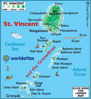 Saint Vincent Island Map Saint Vincent And The Grenadines Map And Saint Vincent And The Grenadines  Satellite Images