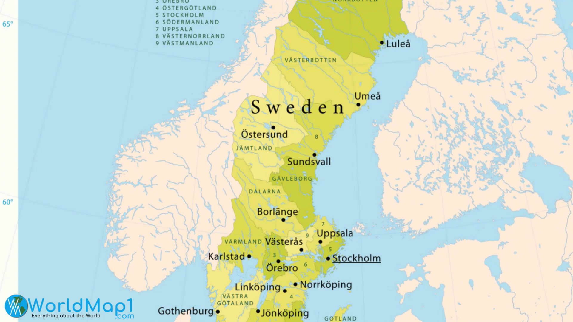 Sweden Free Printable Map