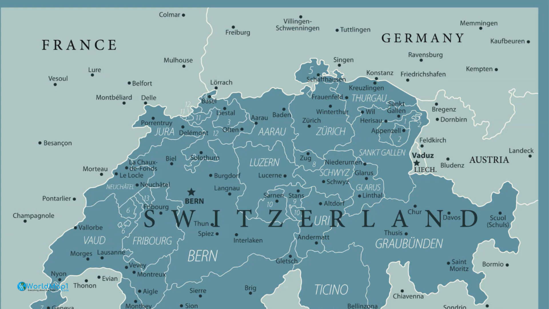 Switzerland Free Printable Map