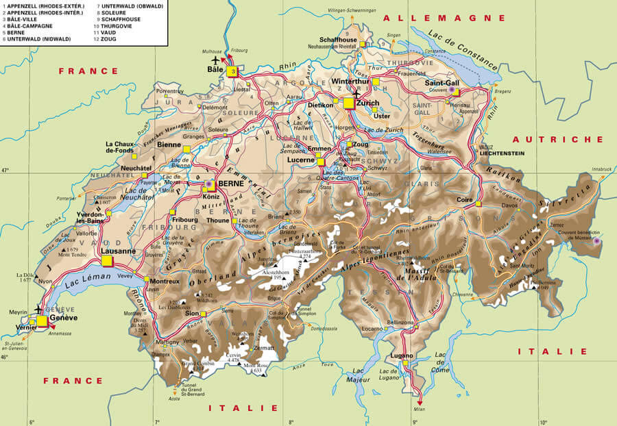 Switzerland Map And Switzerland Satellite Image