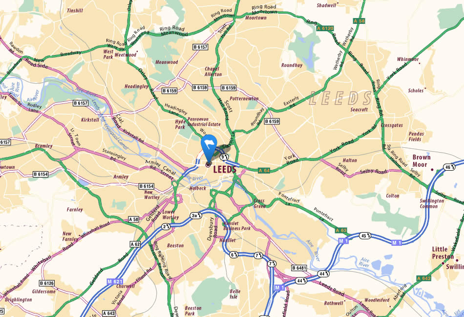 Leeds Map and Leeds Satellite Image