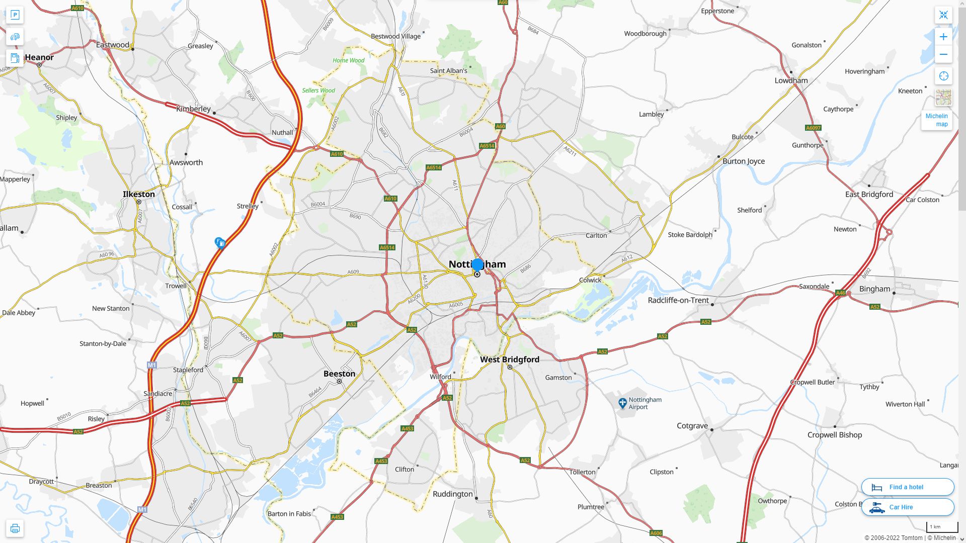 Nottingham Map and Nottingham Satellite Image