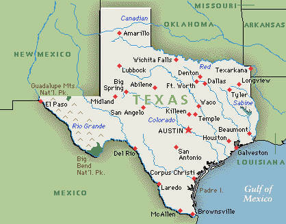 Cities Map of Texas