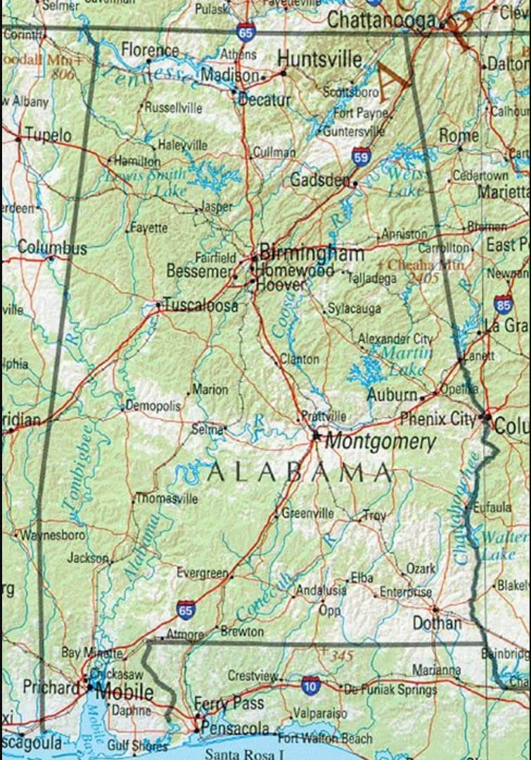 Al State Map With Cities - United States Map