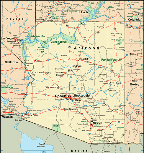 Arizona Map and Arizona Satellite Images