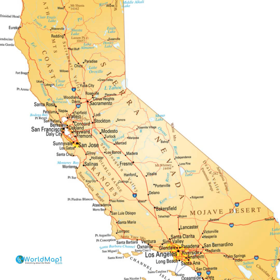 California Free Printable Map